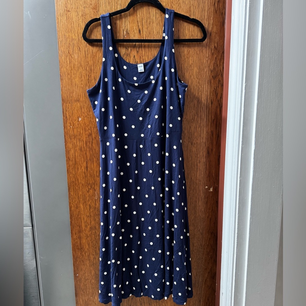 Old Navy Navy and White Polka Dot Dress